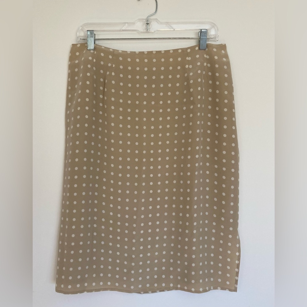 Cami International polka dot silk straight skirt size 14 EUC